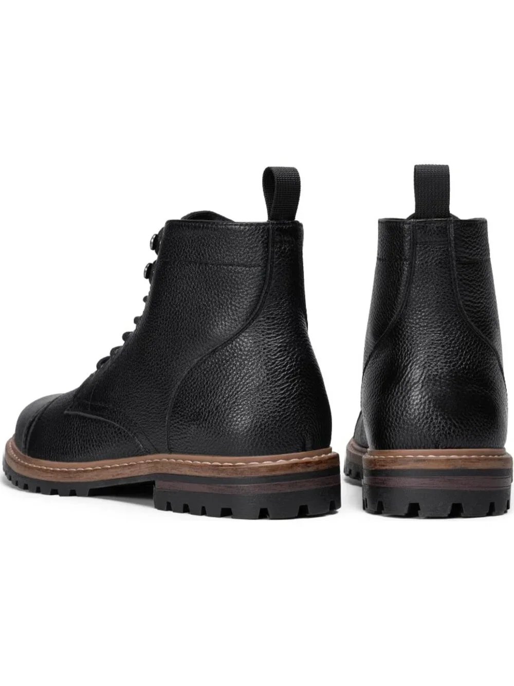Men's Grain Black Boots Premium Leather Cap Toe Casual Boots Chukka Dress Boots